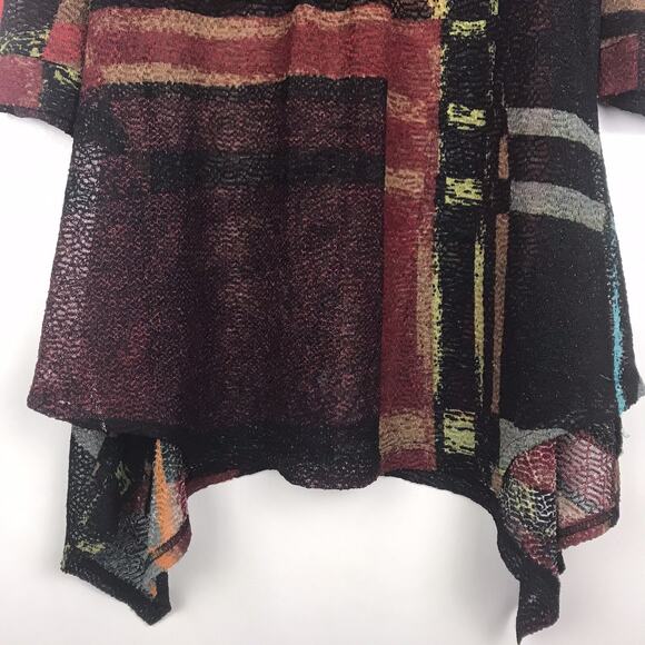 Damee Inc. Cowl Neck Tunic Half Sleeve Swing Sheer Mesh Knit Red Tan Black Small - Picture 4 of 11